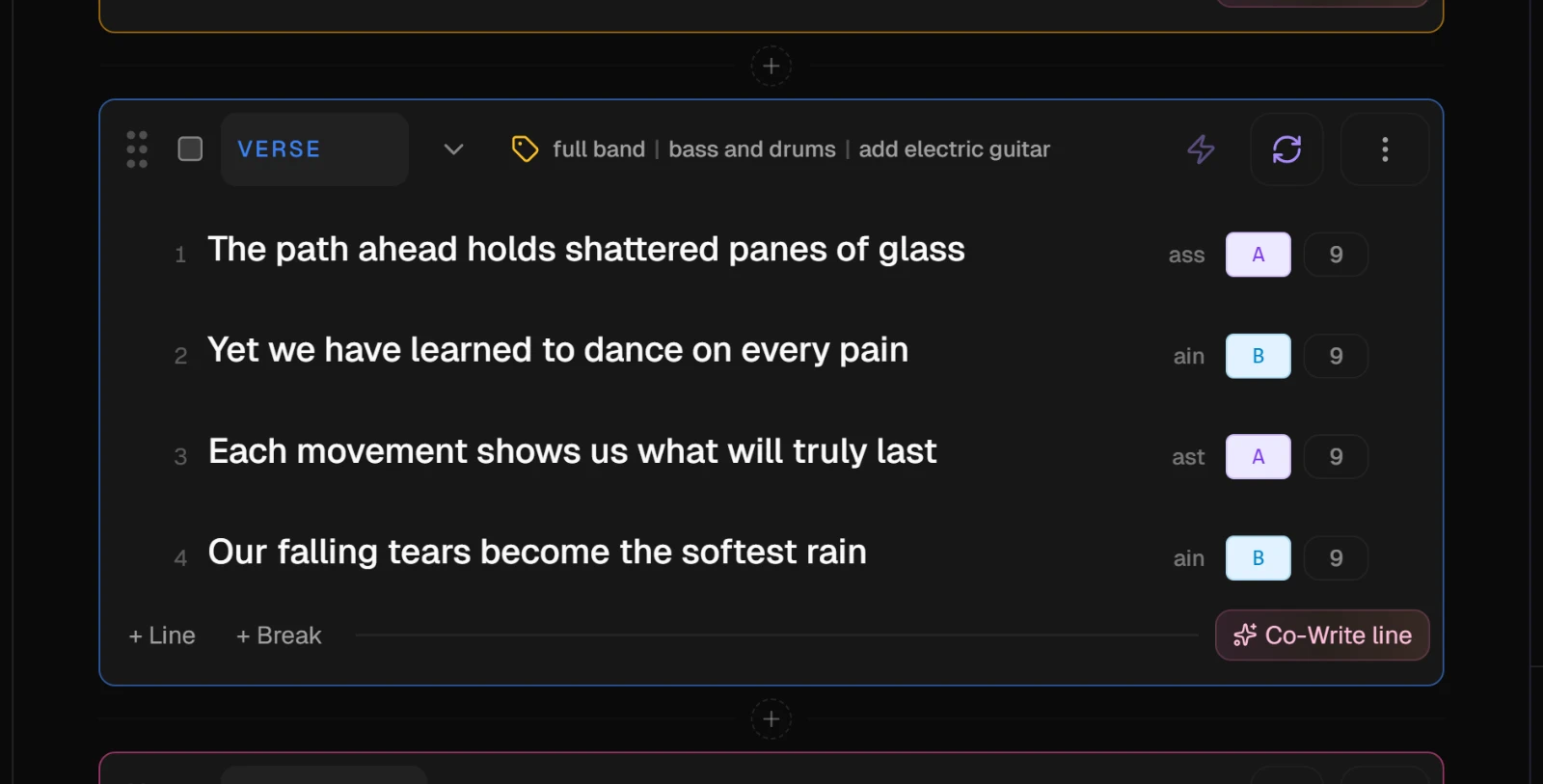 Verse 2 after the fix, its syllable counts now close to each other