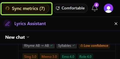 The floating job indicator pill in the app header showing an active task